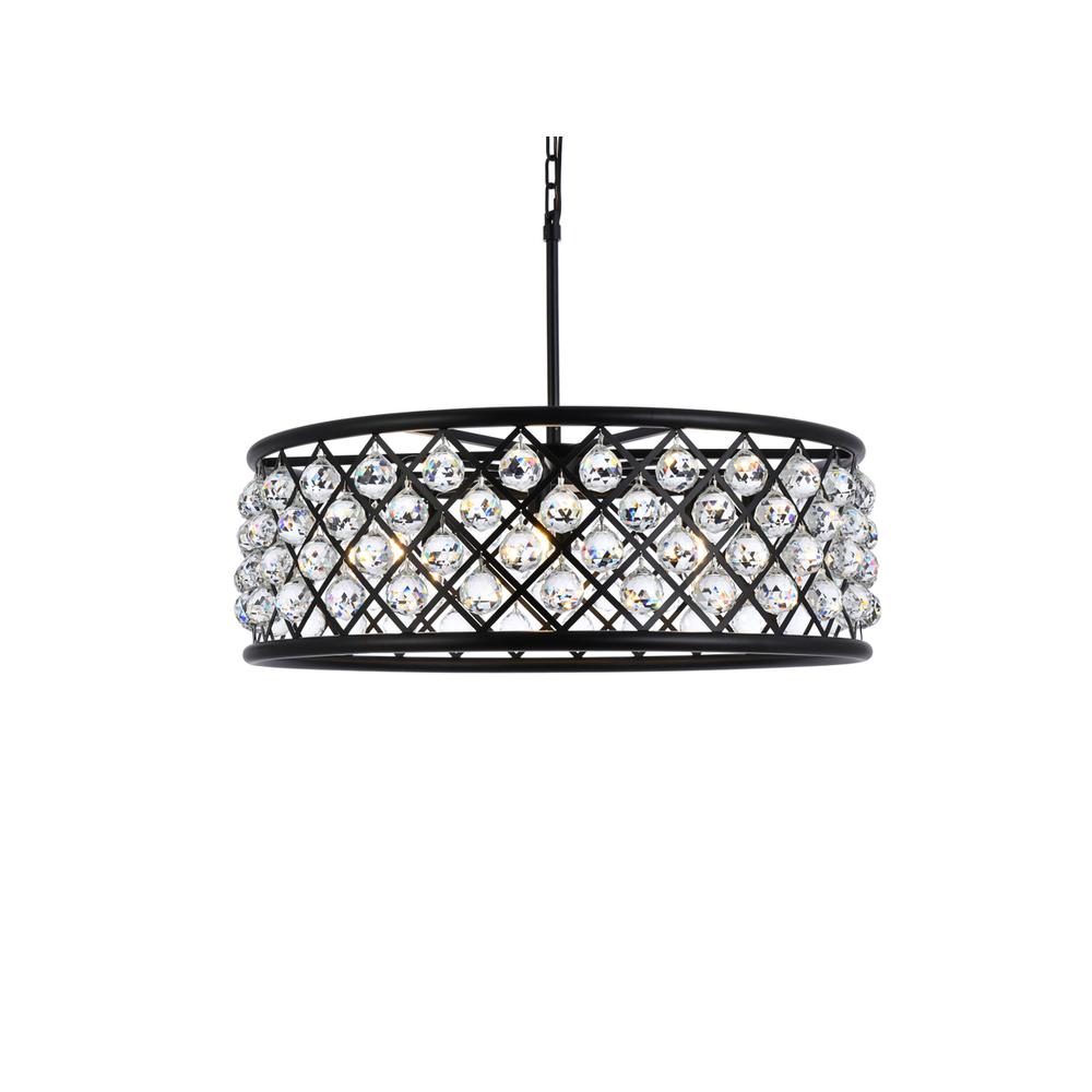 Madison 8 light Matte Black Chandelier Clear Royal Cut Crystal. Picture 2