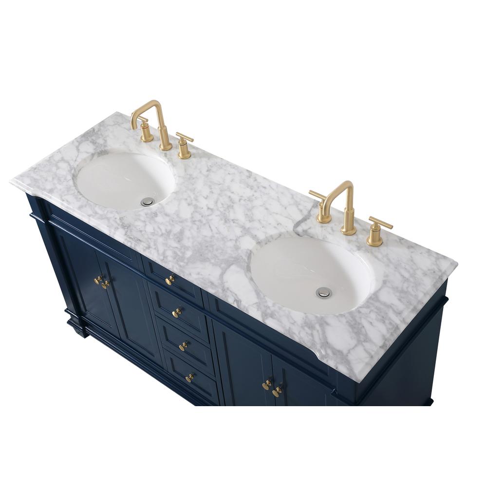 60 inch Double Bathroom Vanity set in Blue. Picture 10