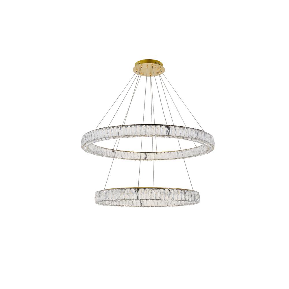 Monroe Integrated LED light Gold Chandelier Clear Royal Cut Crystal. Picture 6