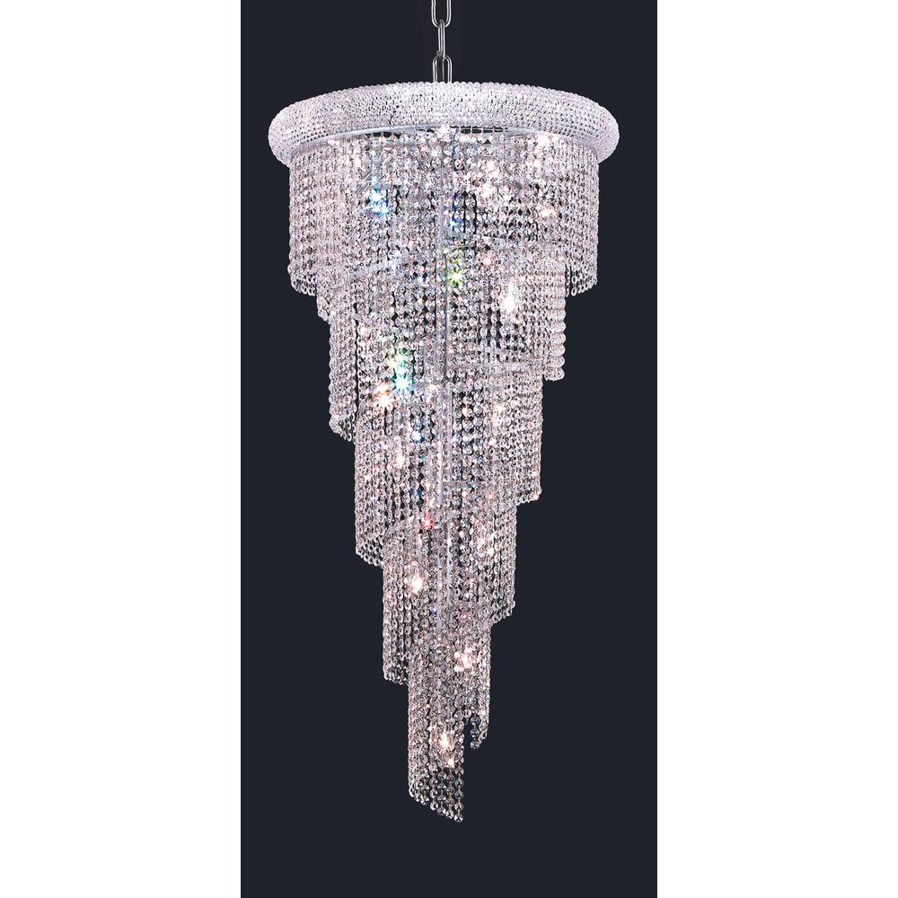 Spiral 18 light Chrome Chandelier Clear Royal Cut Crystal. Picture 1