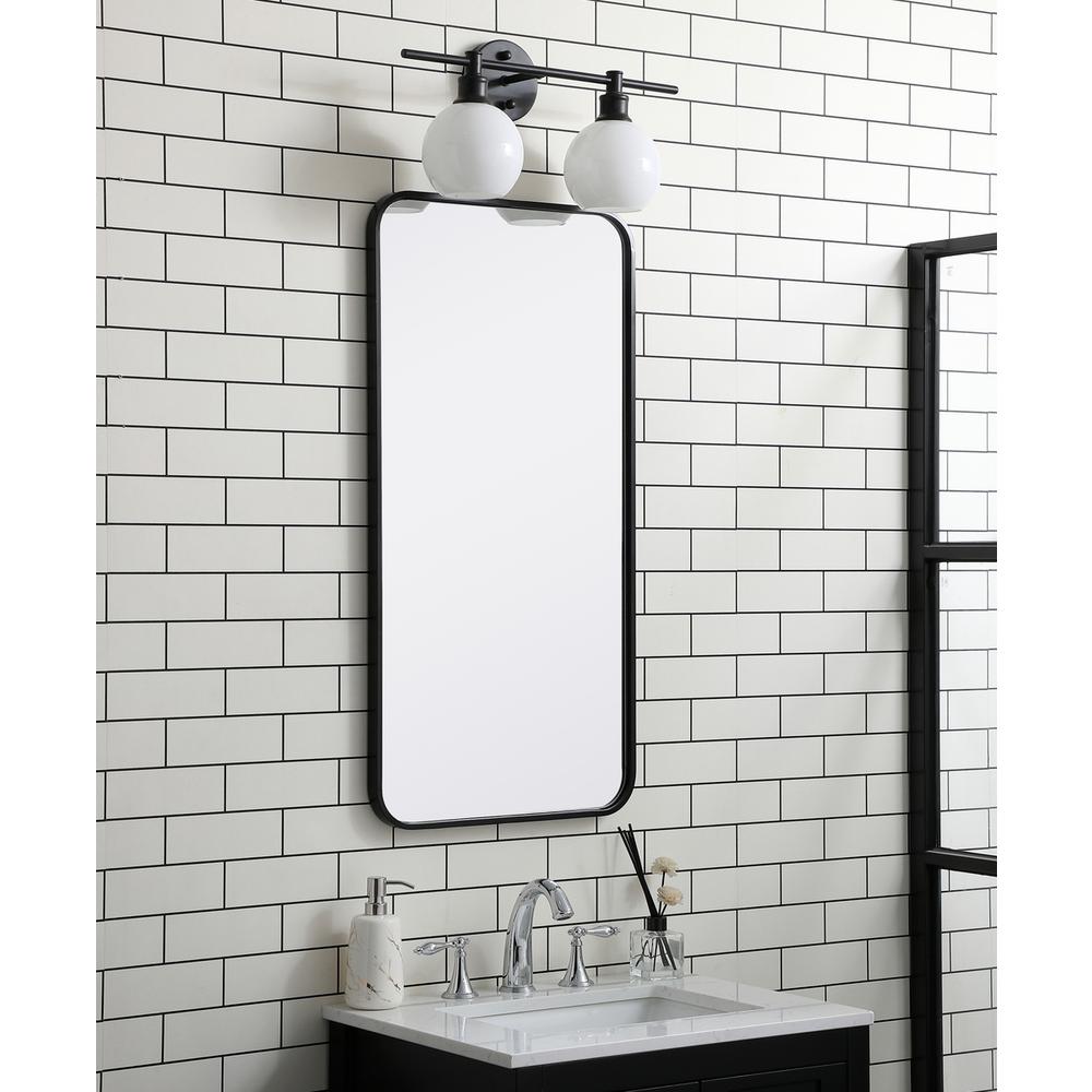 Soft corner metal rectangular mirror 18x36 inch in Black. Picture 2