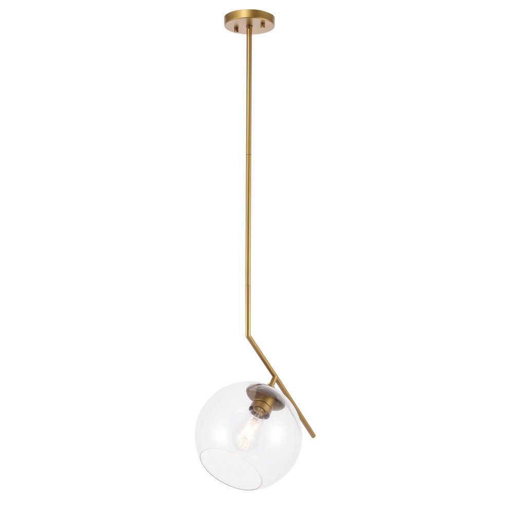 Ryland 1 Light Brass And Clear Glass Pendant. Picture 7