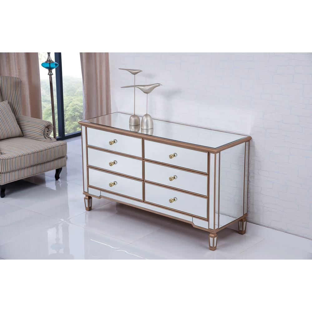 6 Drawers Cabinet 60 in. x 20 in. x 34 in. in Gold paint. Picture 3