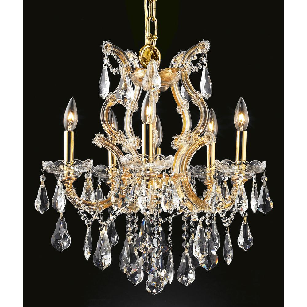 Maria Theresa 6 light Gold Chandelier Clear Royal Cut Crystal. Picture 1