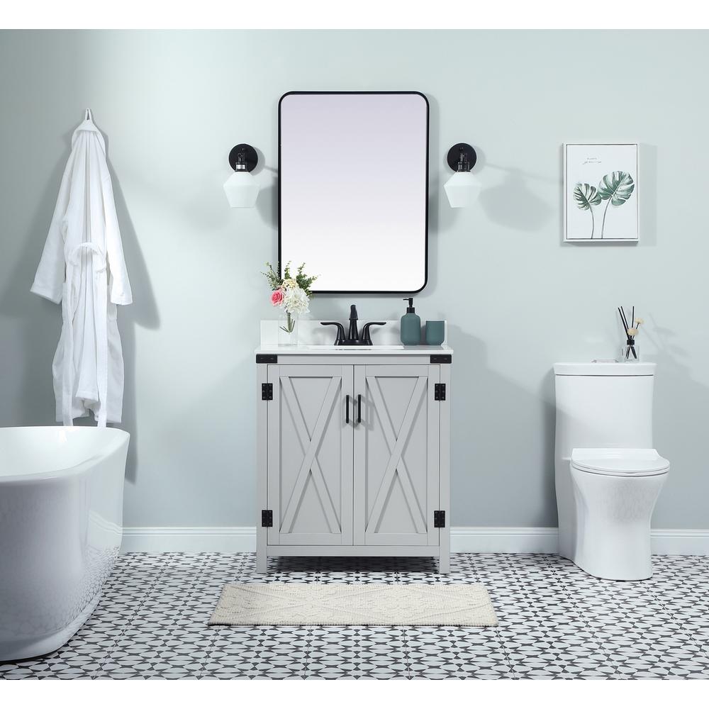 30 inch Single bathroom vanity in grey with backsplash. Picture 4
