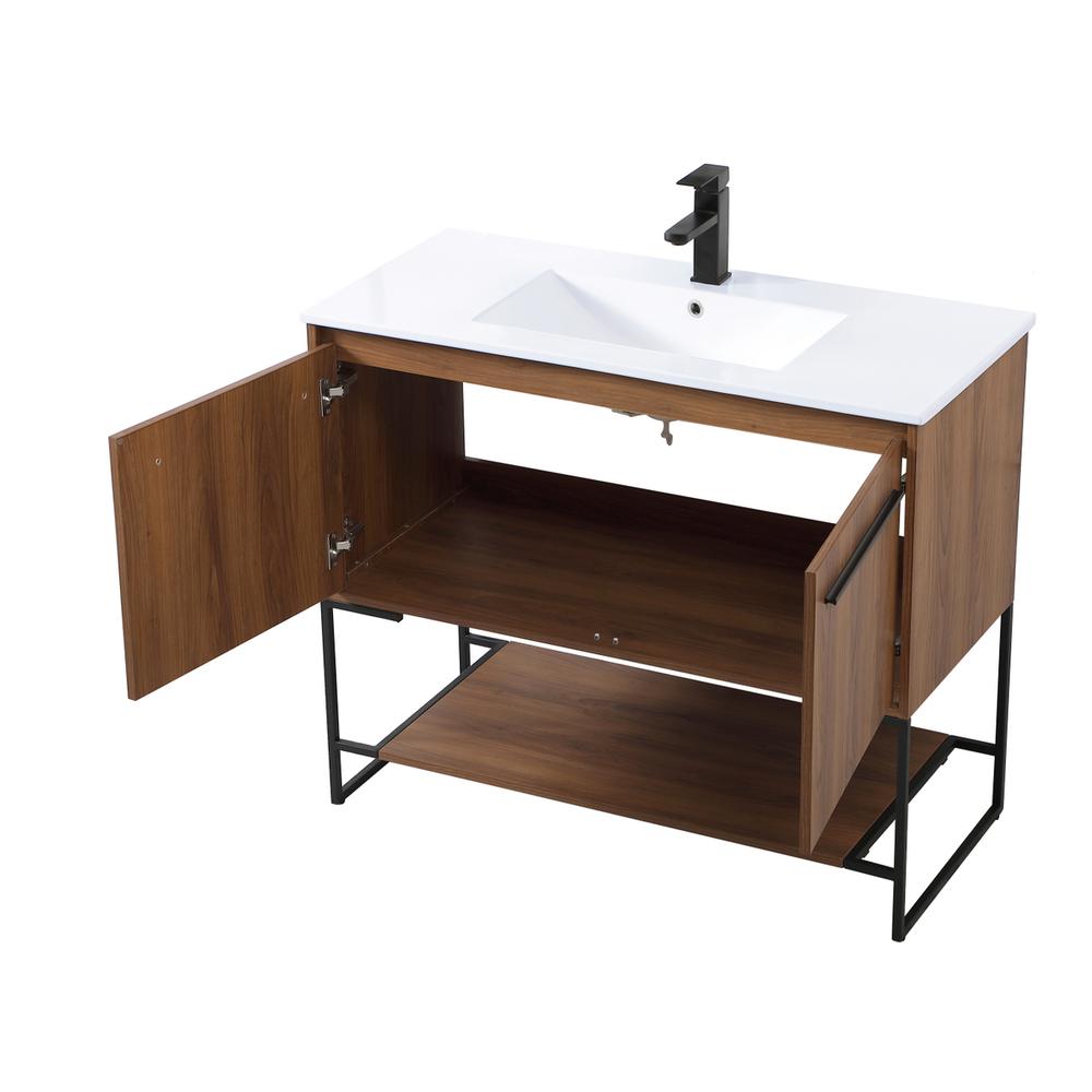 40 inch  Single Bathroom Vanity in Walnut Brown. Picture 9