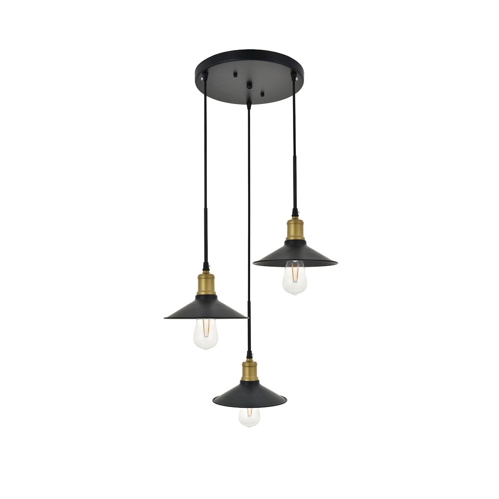 Etude 3 Light Brass And Black Pendant. Picture 8