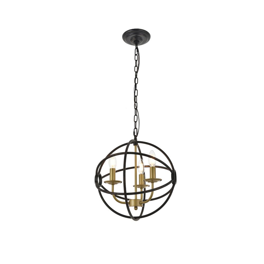 Octavia 3 light Brass and Dark Brown Pendant. Picture 3