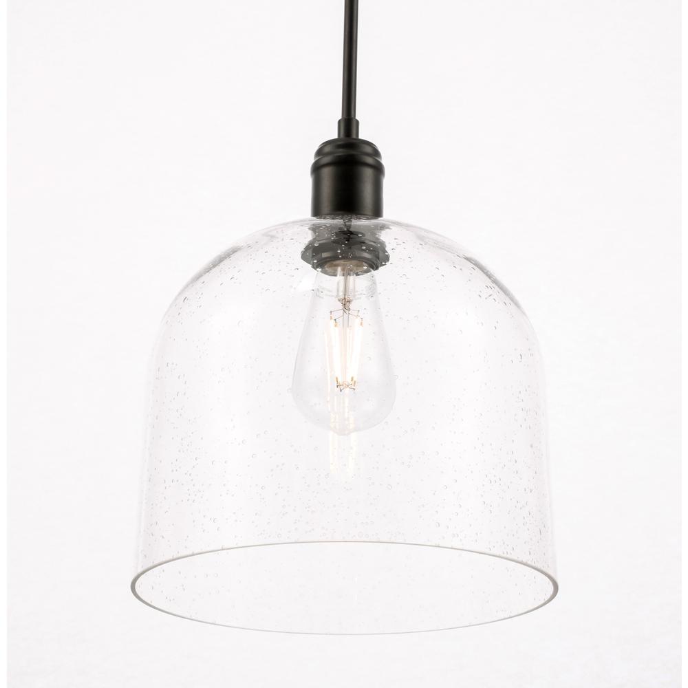 Gabe 1 light Black and Clear seeded glass pendant. Picture 11