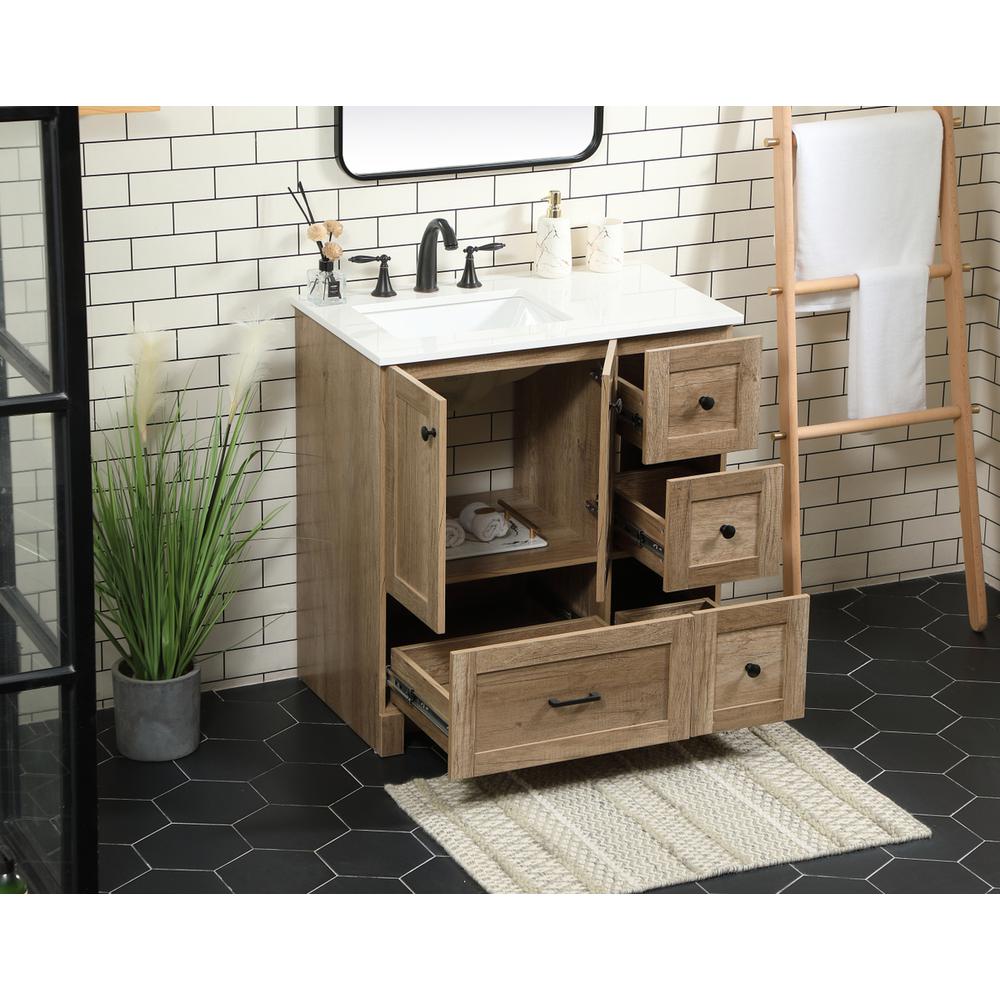 32 inch Single bathroom vanity in natural oak. Picture 3