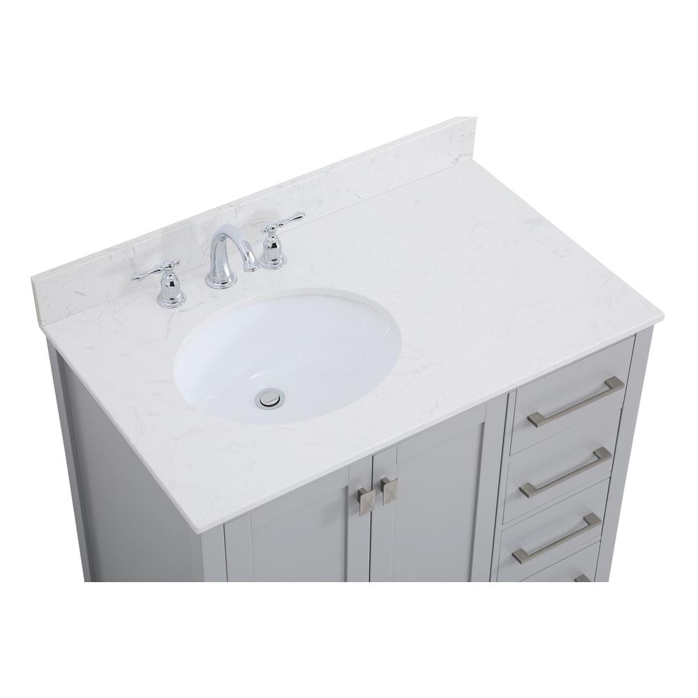 36 inch Single Bathroom Vanity in Gray with Backsplash. Picture 10
