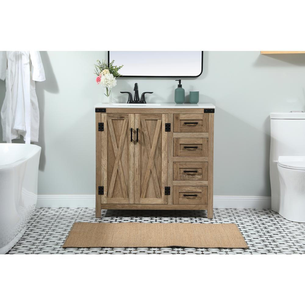 36 inch Single bathroom vanity in natural oak. Picture 14