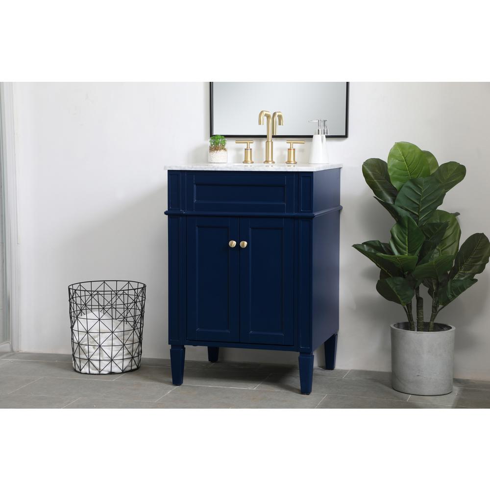 24 inch Single bathroom vanity in blue. Picture 2