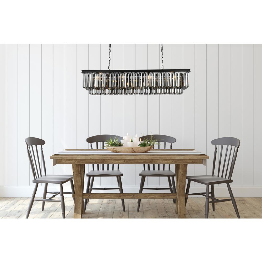 Sydney 12 light Matte Black Chandelier Silver Shade (Grey) Royal Cut Crystal. Picture 7