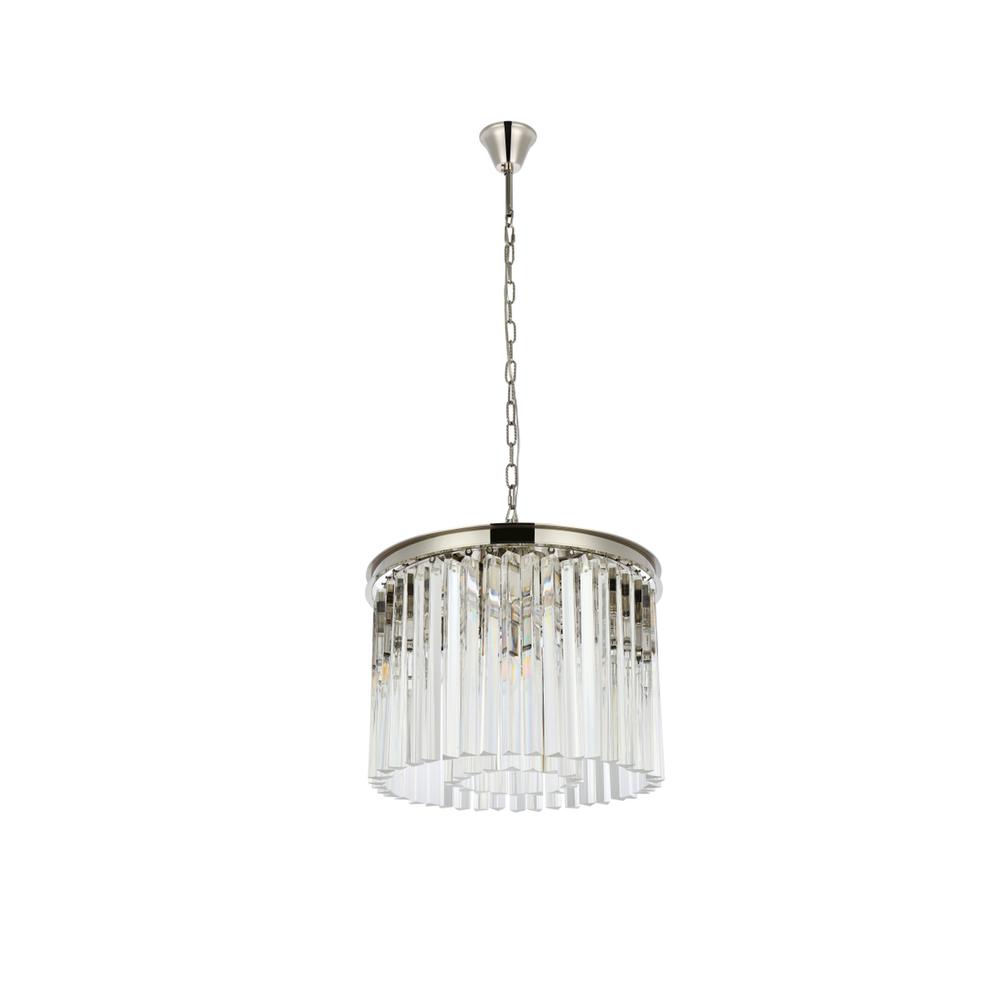 Sydney 6 light polished nickel Pendant Clear Royal Cut Crystal. Picture 6