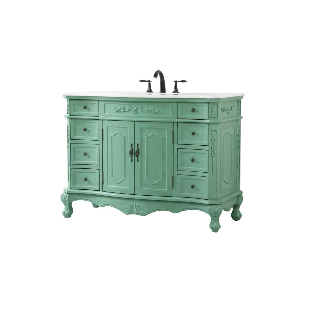 48 inch Single Bathroom vanity in vintage mint. Picture 7