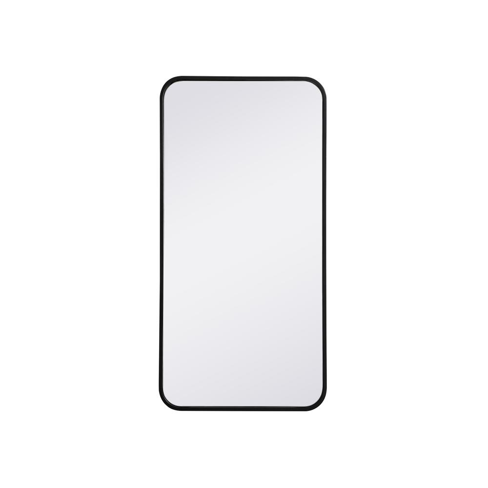 Soft corner metal rectangular mirror 18x36 inch in Black. Picture 1