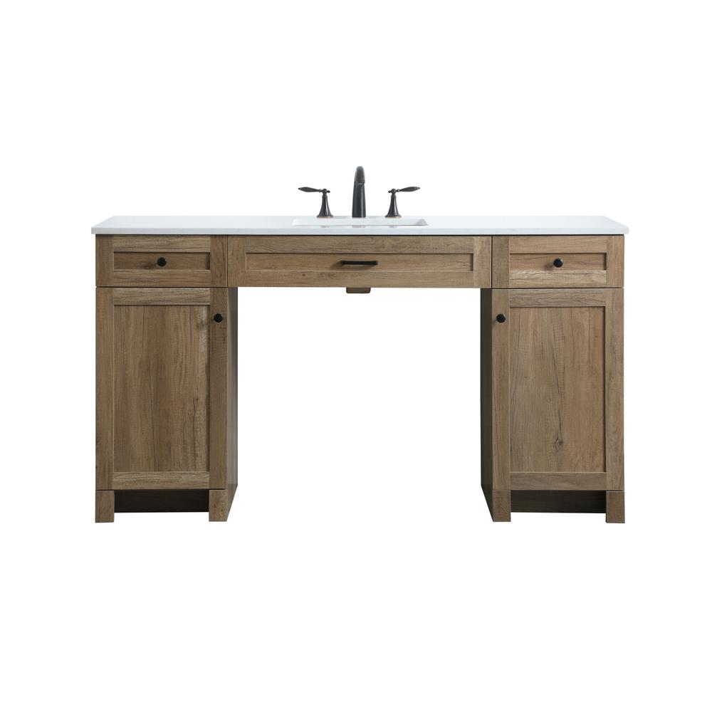 60 Inch ADA Compliant Bathroom Vanity In Natural Oak. Picture 1