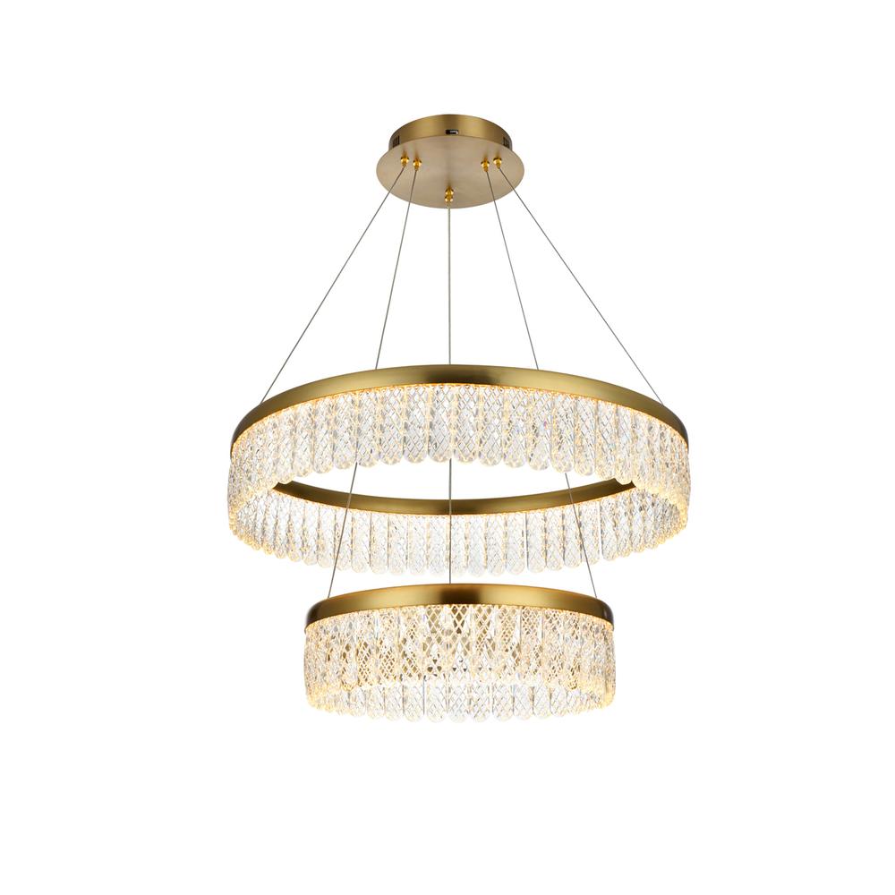 Rune 24 inch Adjustable LED chandelier in Satin Gold. Picture 1