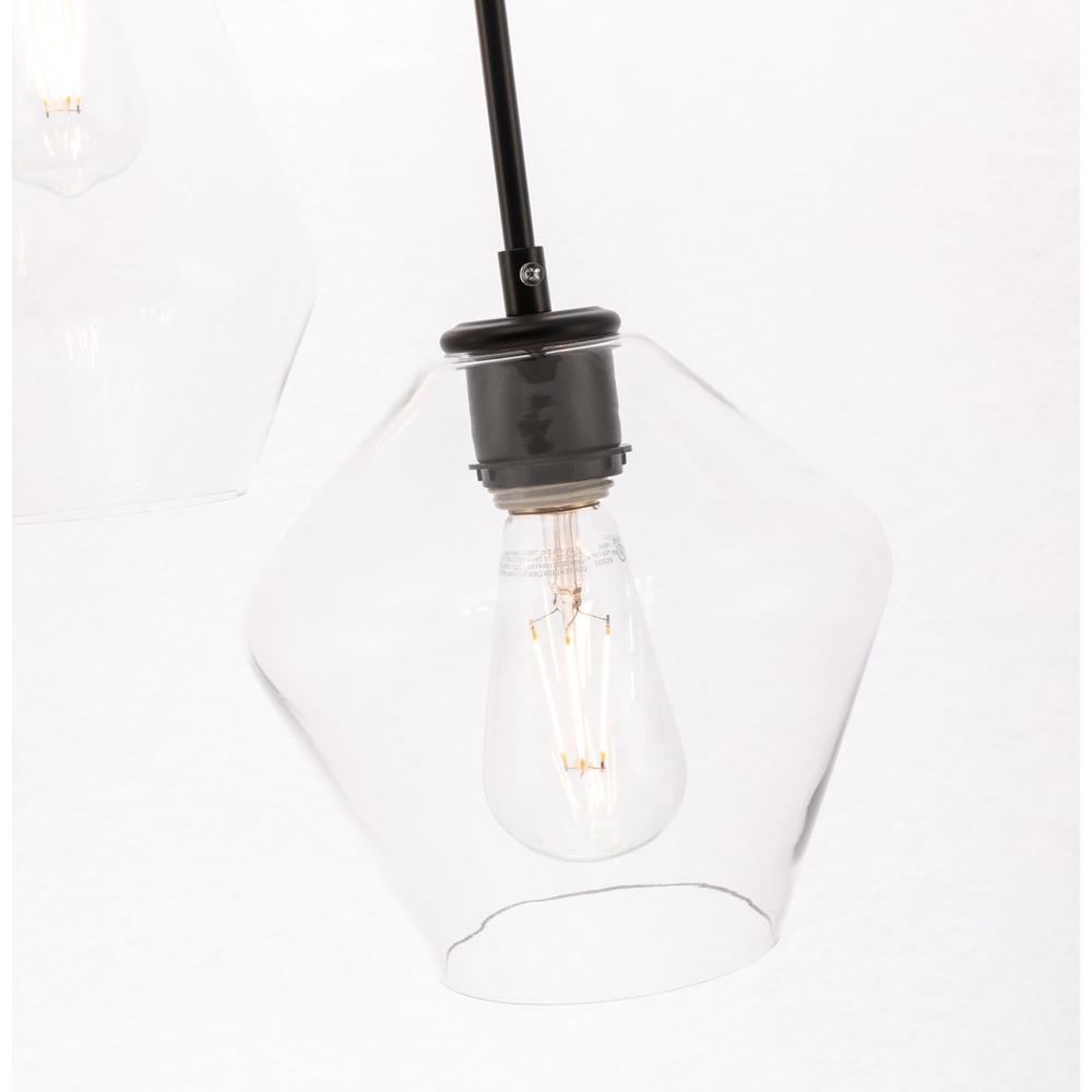 Gene 3 light Black and Clear glass pendant. Picture 10