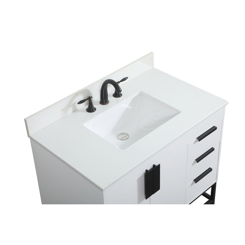 36 inch Single bathroom vanity in white with backsplash. Picture 10