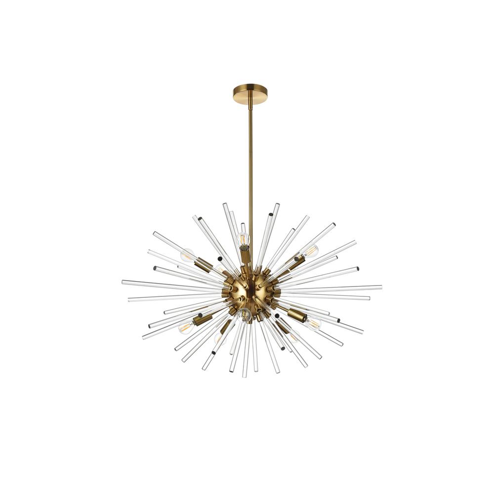 Sienna 32 inch crystal rod pendant in gold. Picture 6