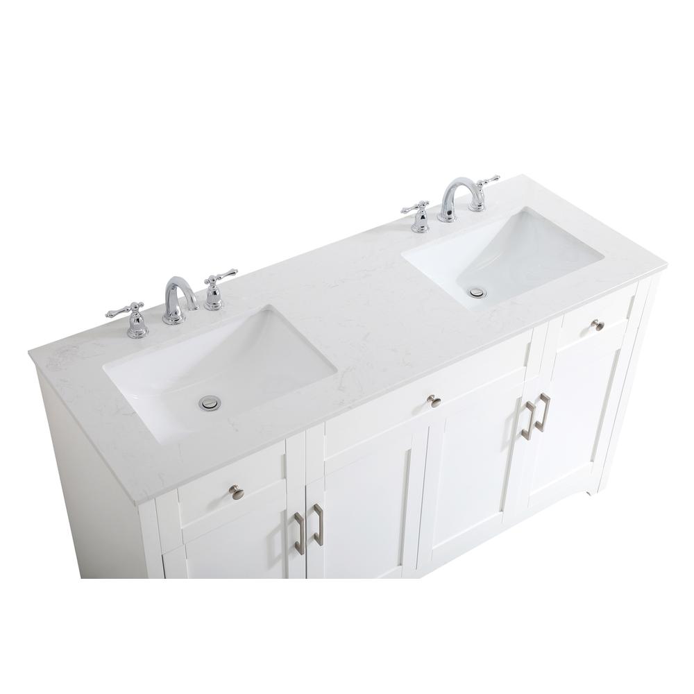60 inch Double Bathroom Vanity in White. Picture 10