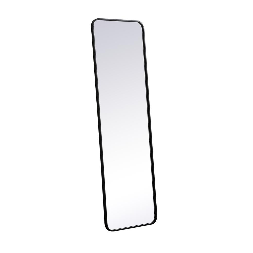 Soft corner metal rectangular mirror 18x60 inch in Black. Picture 5