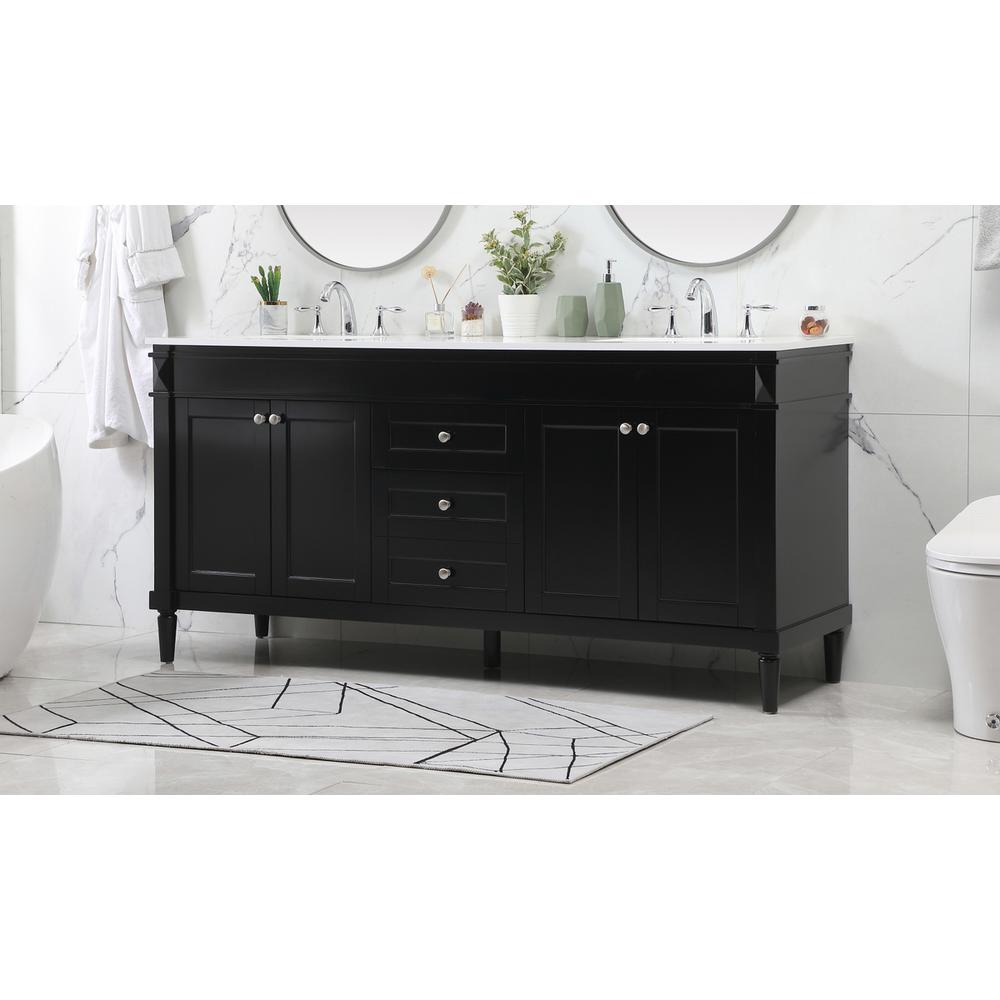 72 inch double bathroom vanity in black. Picture 2