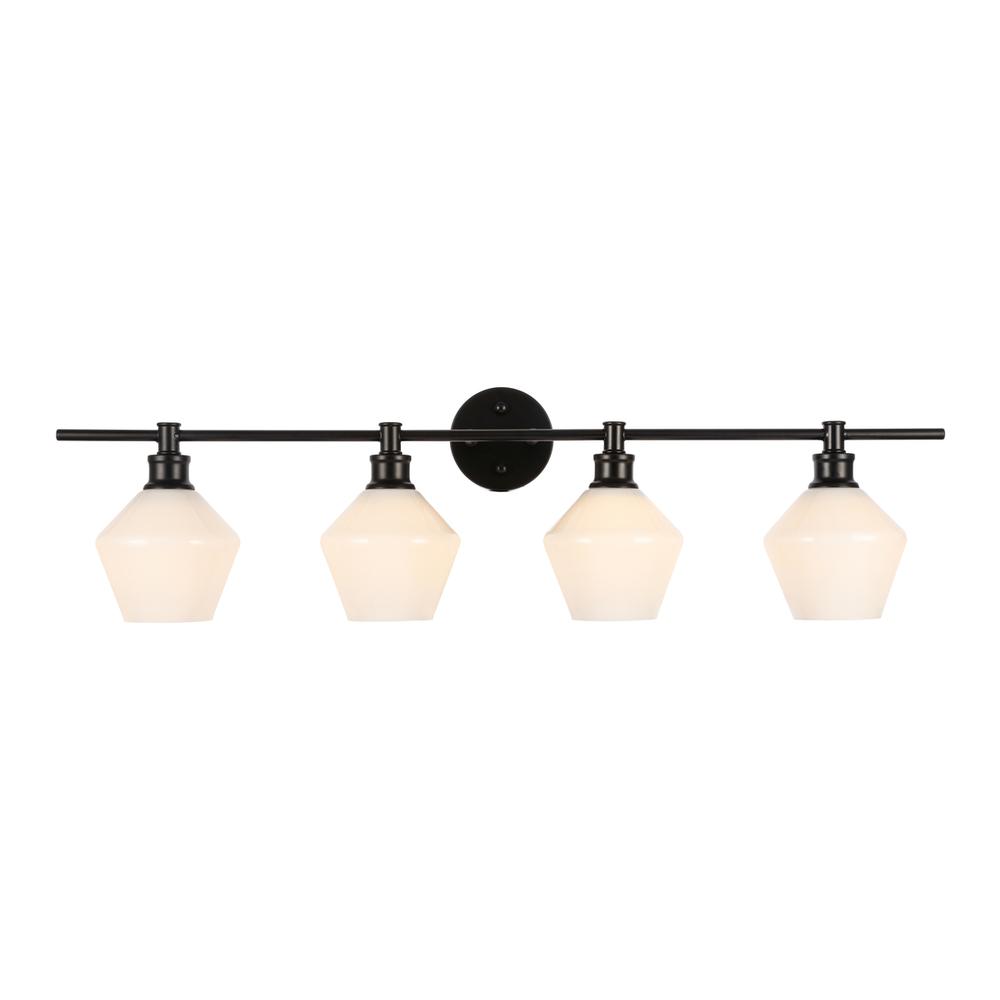 Gene 4 light Black and Frosted white glass Wall sconce. Picture 9
