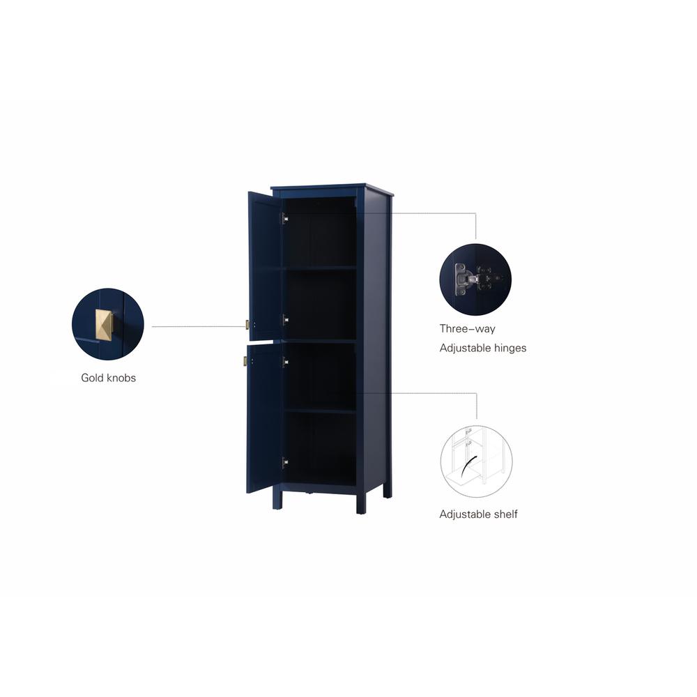 20 Inch Wide Bathroom Linen Storage Freestanding Cabinet In Blue. Picture 12