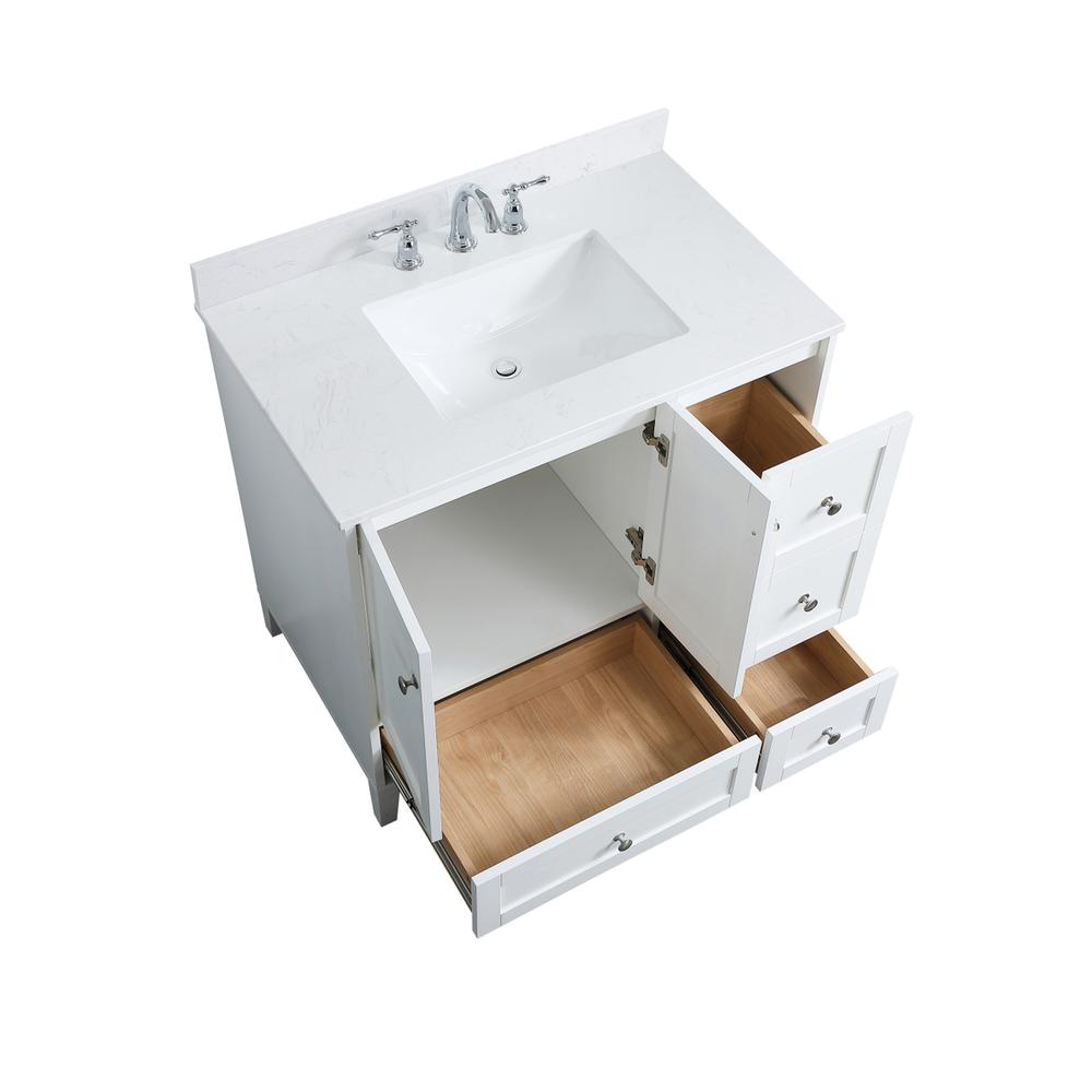 36 inch Single Bathroom Vanity in White with Backsplash. Picture 10