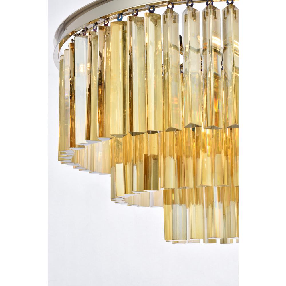 Sydney 9 light polished nickel Chandelier Golden Teak (Smoky) Royal Cut Crystal. Picture 3
