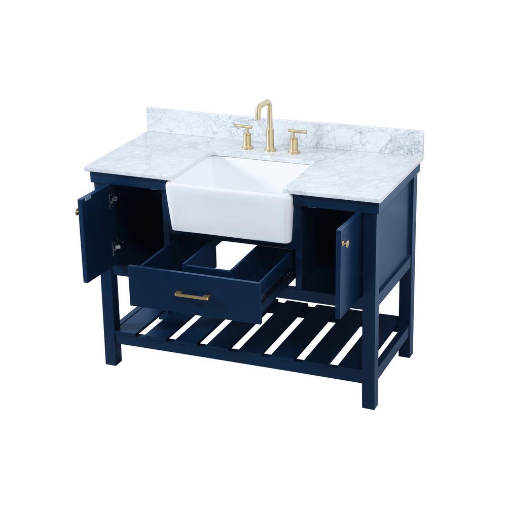 48 inch Single bathroom vanity in blue with backsplash. Picture 9