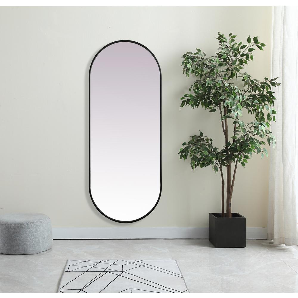 Metal Frame Oval Mirror 24x60 Inch in Black. Picture 11