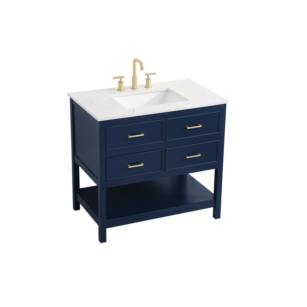 36 inch Single bathroom vanity in blue. Picture 8