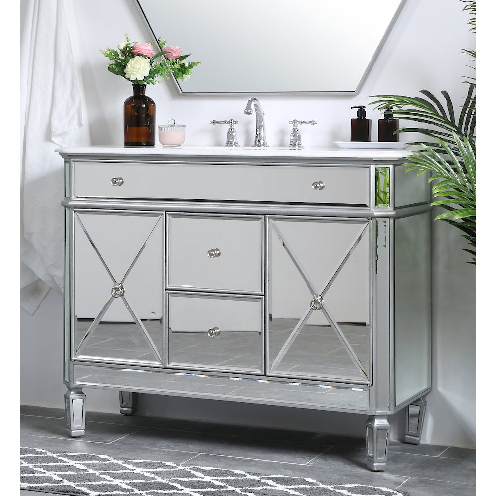 42 In. Single Bathroom Vanity Set In  Antique Silver. Picture 3