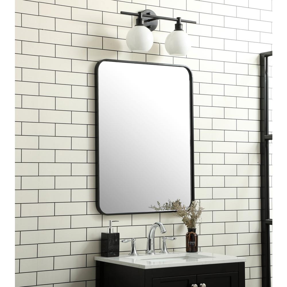 Soft corner metal rectangular mirror 24x32 inch in black. Picture 2