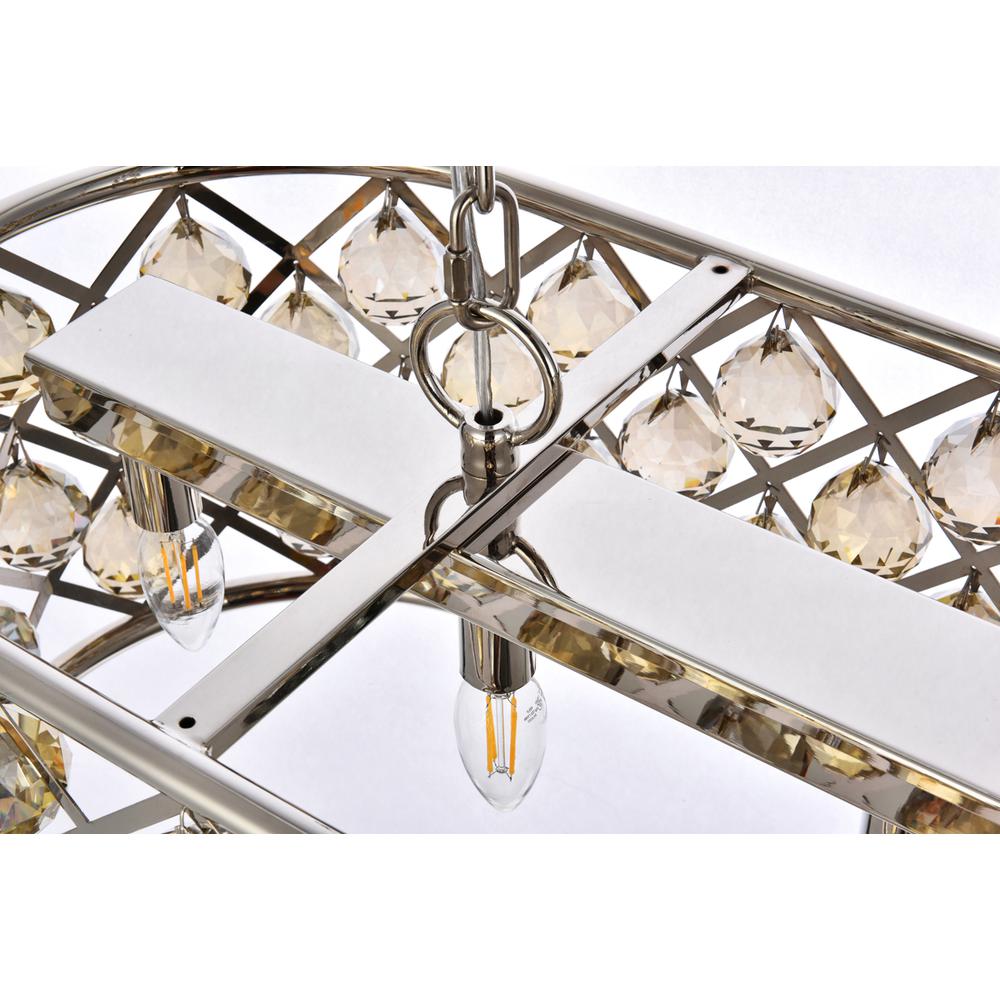 Madison 6 light polished Nickel Chandelier Golden Teak (Smoky) Royal Cut Crystal. Picture 4