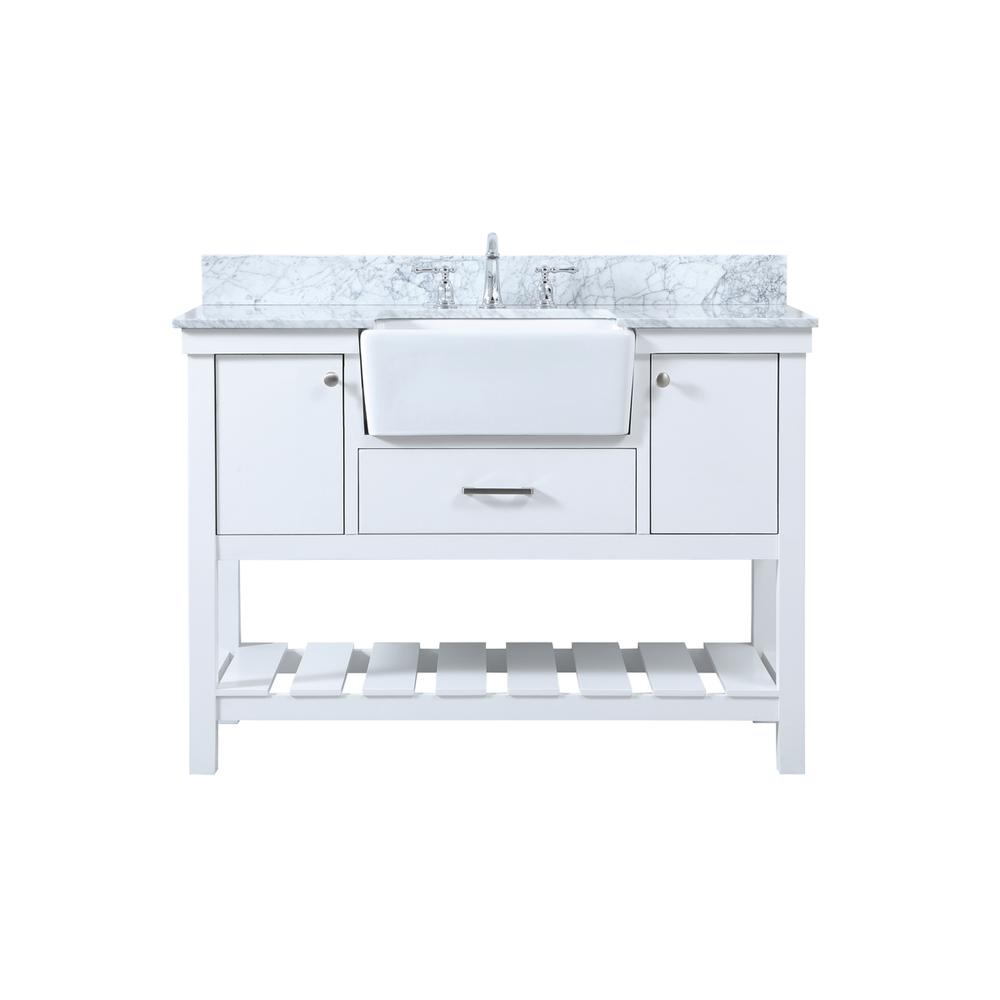 48 inch Single bathroom vanity in white with backsplash. Picture 1