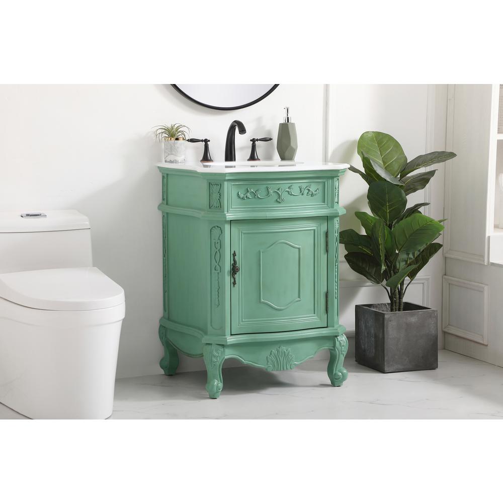24 inch Single Bathroom vanity in vintage mint. Picture 2