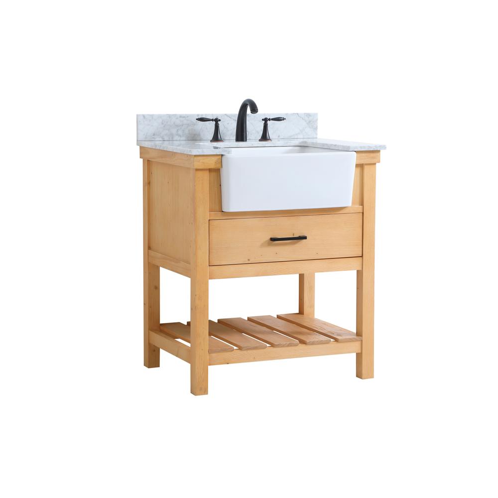 30 inch Single bathroom vanity in natural wood with backsplash. Picture 7