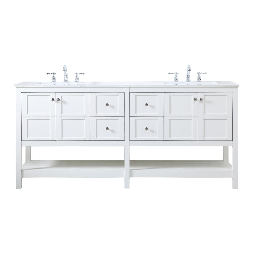 72 inch Double Bathroom Vanity in White. Picture 1