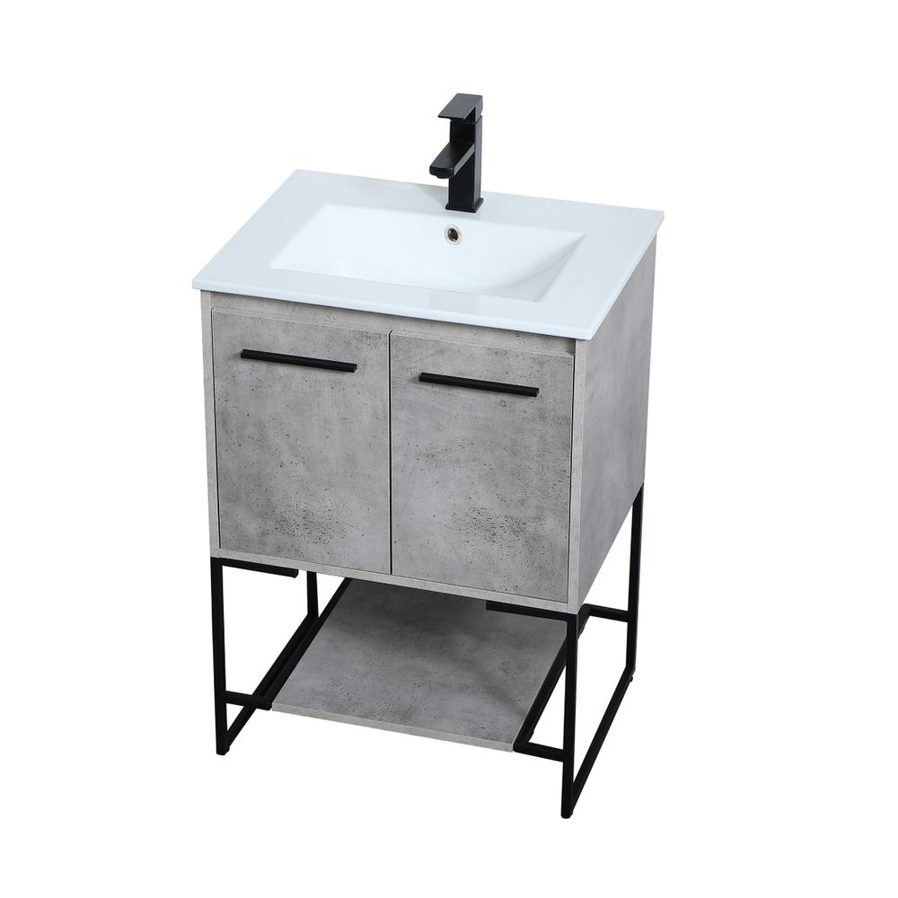 24 inch  Single Bathroom Vanity in Concrete Grey. Picture 8