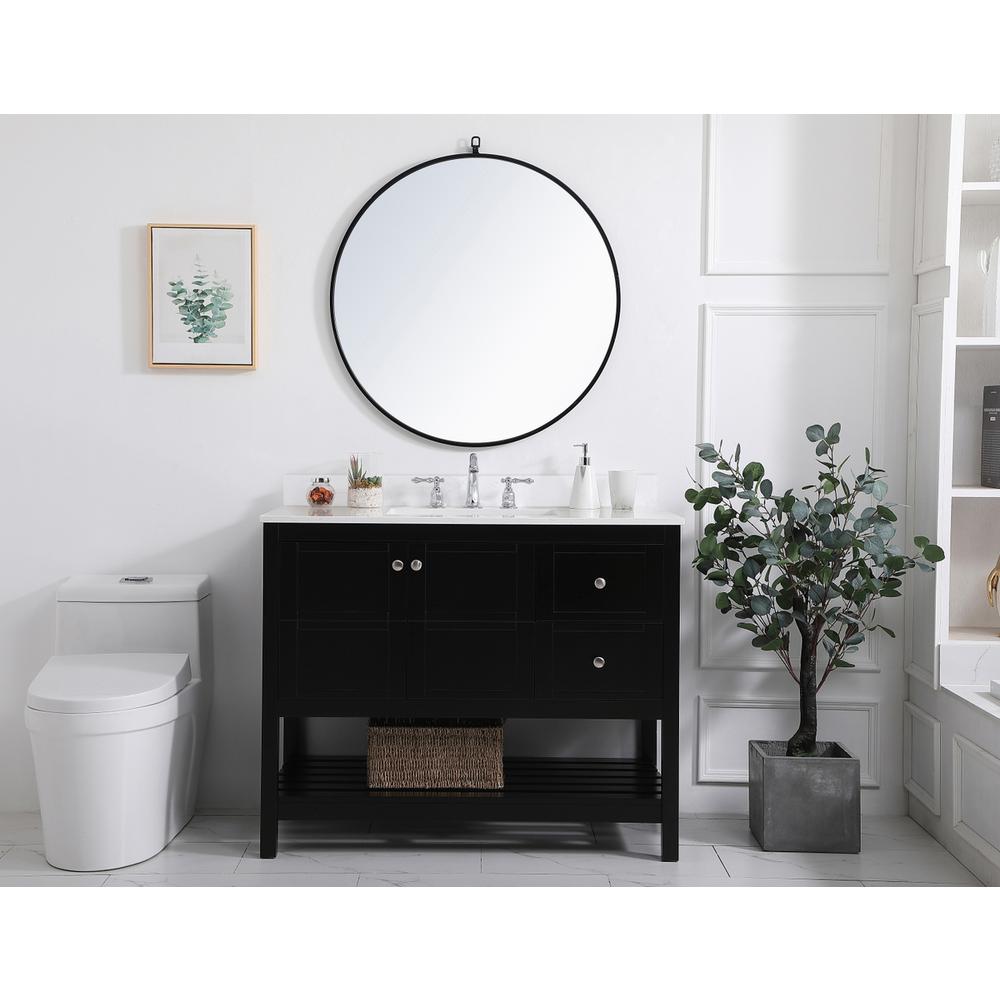 42 inch Single Bathroom Vanity in Black with Backsplash. Picture 4