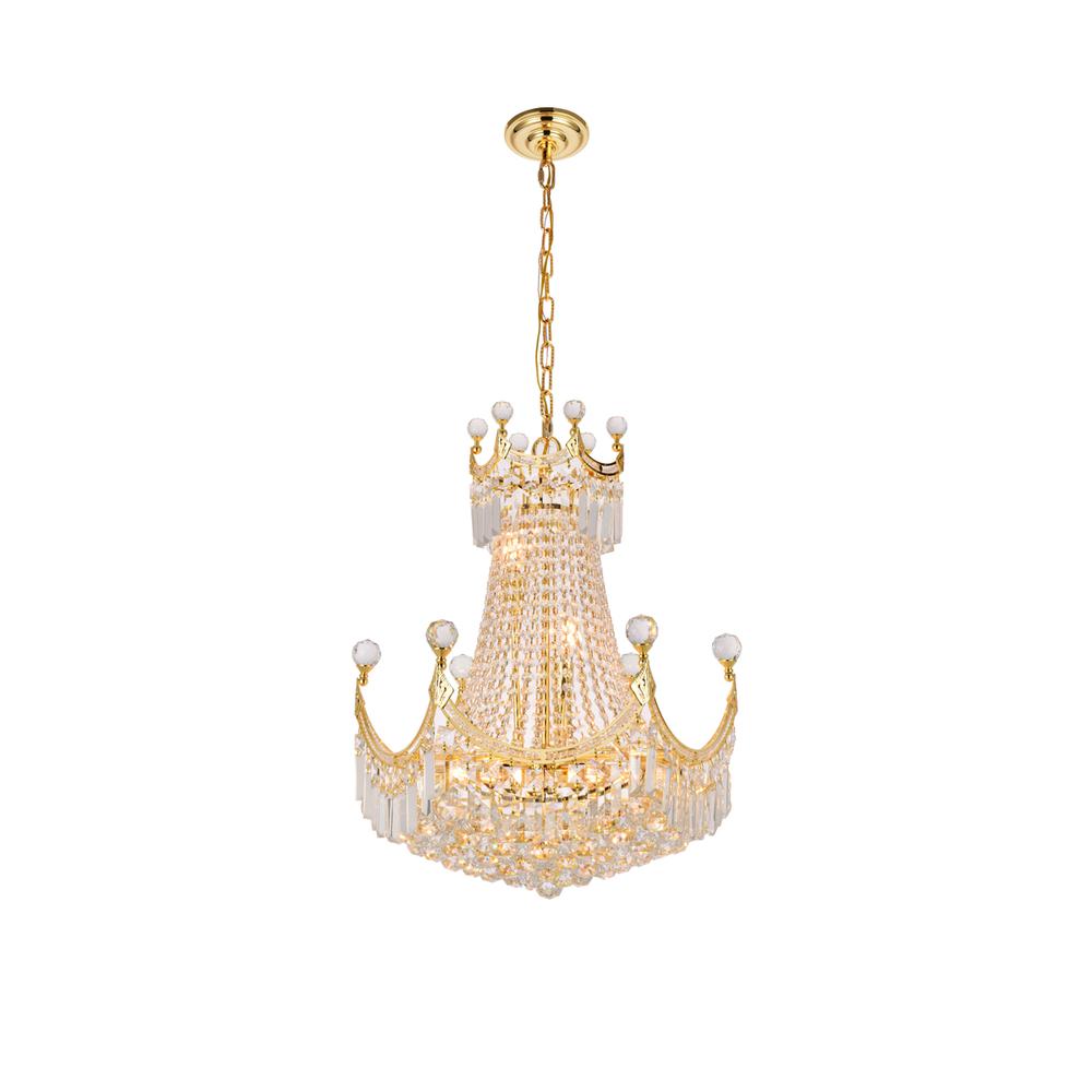 Corona 9 light Gold Chandelier Clear Royal Cut Crystal. Picture 1