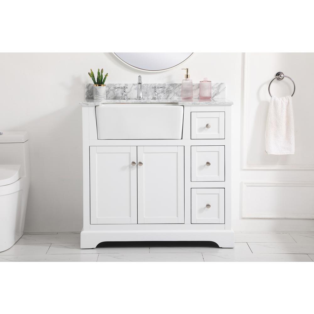 36 inch Single bathroom vanity in white with backsplash. Picture 14