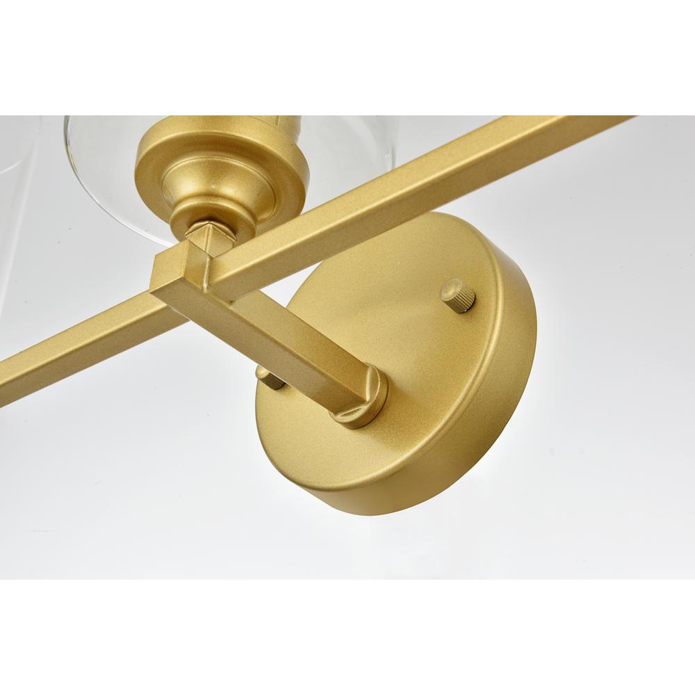 Mayson 3 light Brass and Clear Bath Sconce. Picture 6