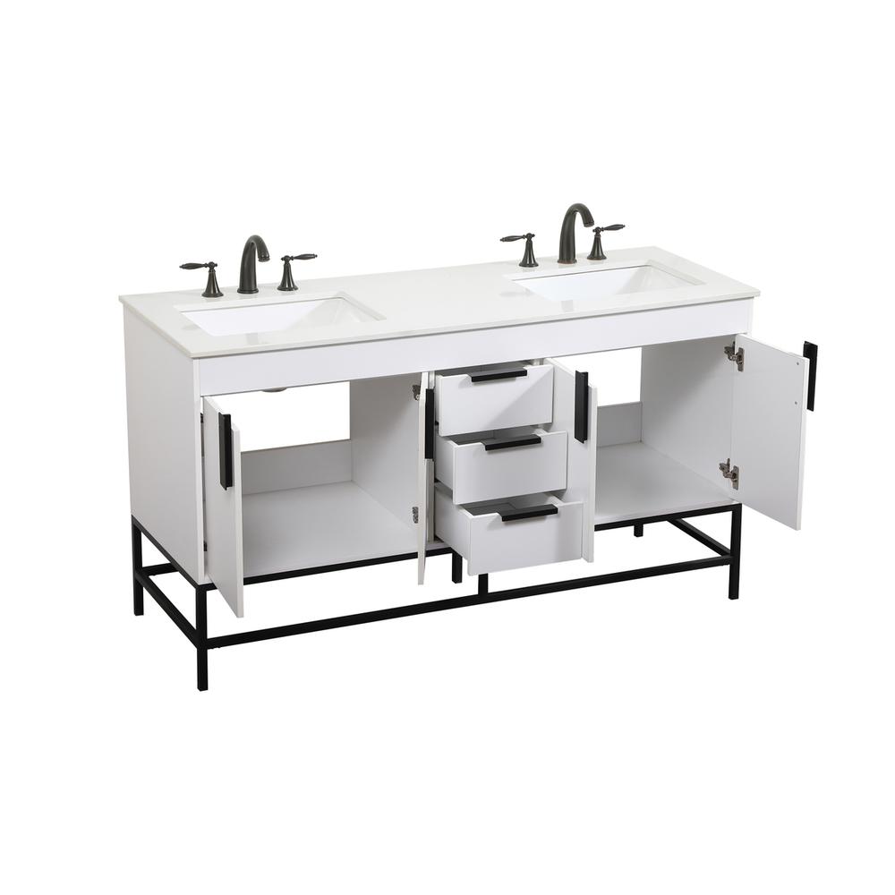 60 inch double bathroom vanity in white. Picture 9