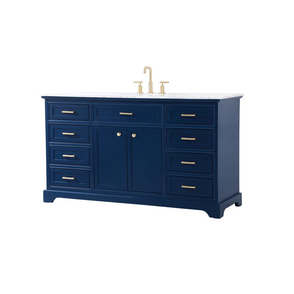 60 inch Single bathroom vanity in blue. Picture 7